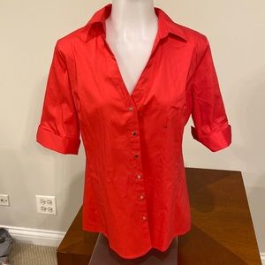 Short sleeve blouse w snap buttons salmon color